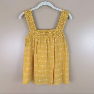 Old Navy Yellow Crochet Strap Lightweight Sleeveless Top Blouse Medium Boho